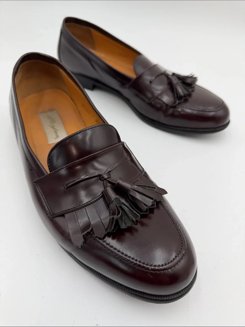 MEZLAN sz12 Kiltie Tassel Loafers Dark Brown Classic Dress Shoes Quiet Luxury